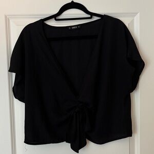 SHEIN Black Tie-Front Blouse